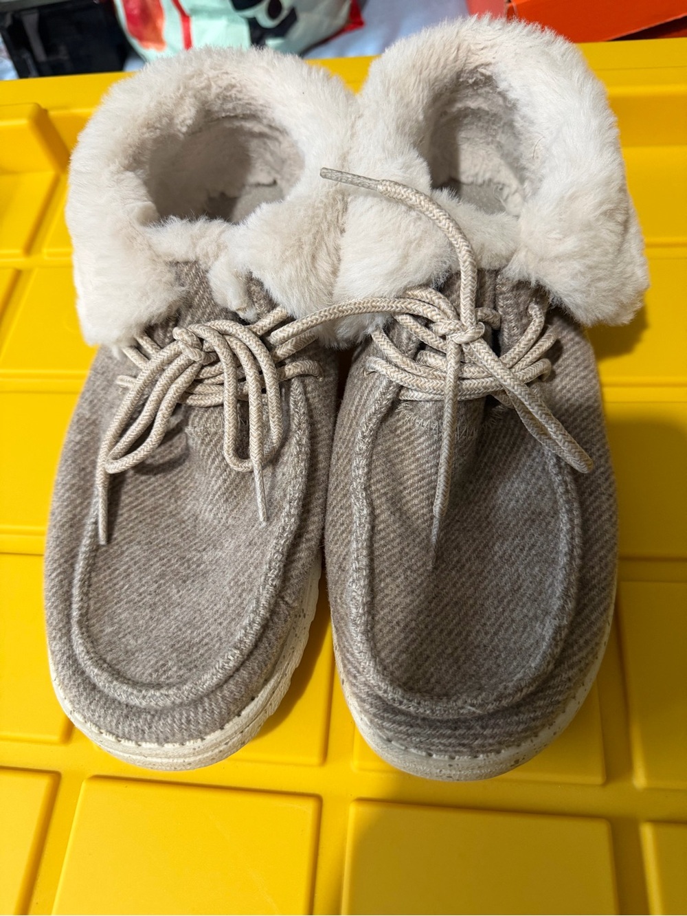 Hey Dude Women's Tan Faux-Fur Lined Slip-On Shoe